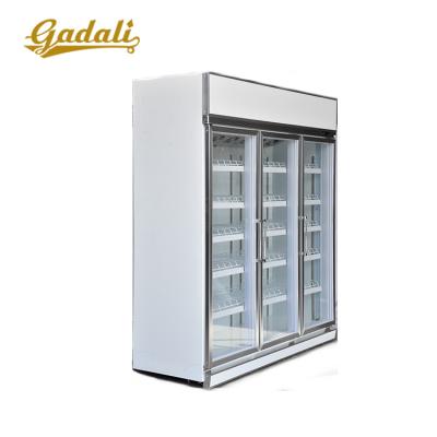 China 3 Door Glass Display Showcase , Cold Door Display Refrigerators Supermarket Glass Fridge 1600L for sale