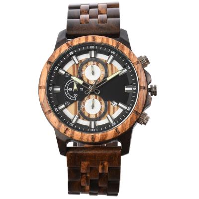 China Uhr Montres-homme Jam Tangan Pria Chronograph Cajas Para Relojes Watches Wholesale Japan Glass Chronograph Watch Luxury Wood Hand Wrist Men for sale