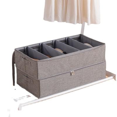 China Collapsible Collapsible Folding 5 Grids Cotton And Shoe Organizer Canvas Storage Box for sale