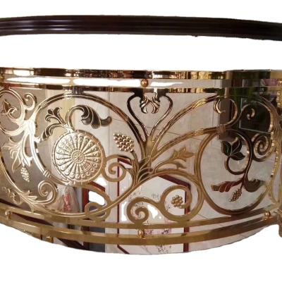 China New Products Modern Luxury Aluminum Carved Railing Process Electroplating Gold Railings for sale