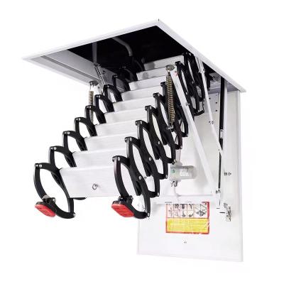 China Modern Classic Black And White Color Folding Automatic Attic Stairs for sale