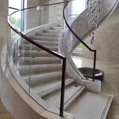 China Modern The Latest PVC Bakelite Slot Modern Hot Curved Glass Stair Railing for sale