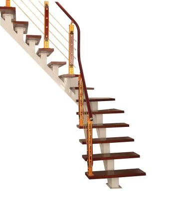 China Duplex Stairs Ladder Home Modern Indoor Steel Wood Integral Keel Solid Wood Straight Ladder for sale