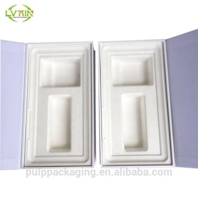 China Custom Molded Paper Packaging Sugar Cane Bagasse Pulp Tray Inner Free Sample Biodegradable Eco - Friendly Molded Paper Box Insert for sale