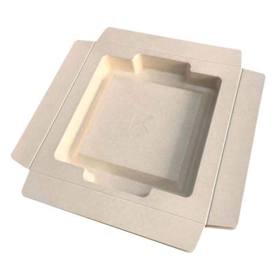 China Biodegradable Recycled Industrial Molded Pulp Packing Trays Paper Pulp Tray Recyclable Bamboo Fiber Tray Packaging Insert Tray for sale