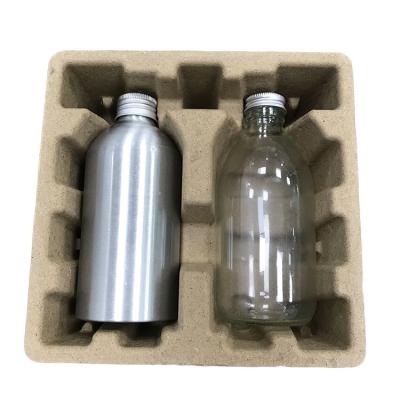 China Molded Pulp Packaging Trays Customized Compostable Biodegradable Bagasse Packaging Tray Inner Insert Package For Bottle for sale