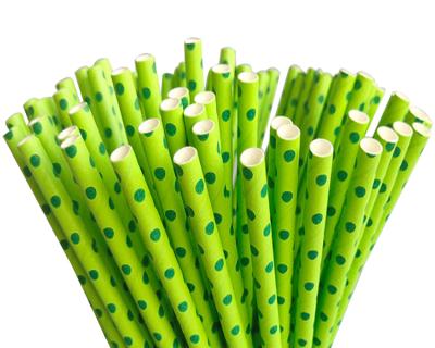 China 100% Organic Food Grade Disposable Straight Paper Straw With Polka Dot Design In Stock for sale