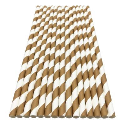 China Factory Supplier Disposable Straw Paper Beverage Striped Drinking Paper Straw for sale