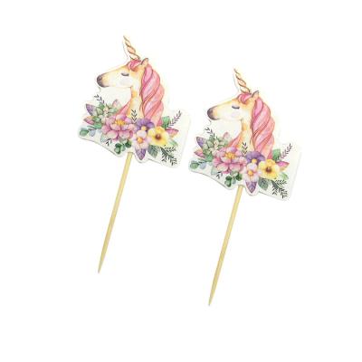 China Festival Cake Decorating Toothpick Wedding Unicorn Cupcake Cake Toppers for sale