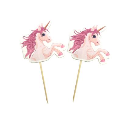 China Festival Unicorn Party Supplies Baby Pink Unicorn Cake Cupcake Topper for sale