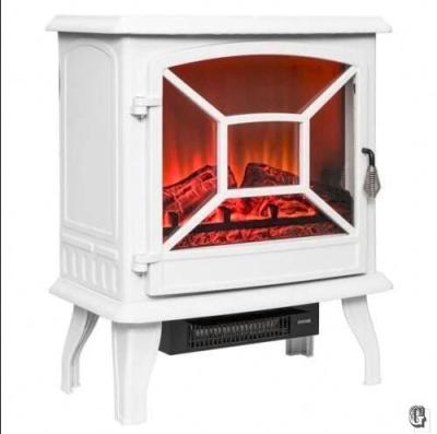 China 20 Inch 1800w Modern Electric Fireplace Certs With Realistic Log Flame Effect White for sale