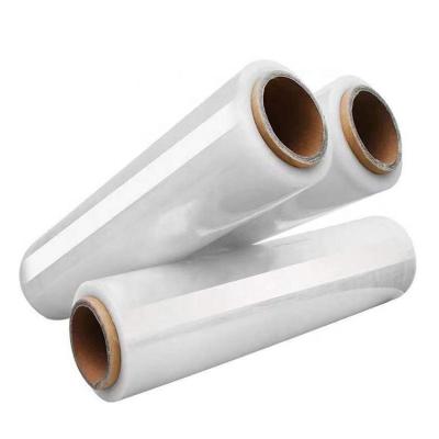 China Factory Price Customized High Quality Moisture Proof Lldpe Pallet Polyolefin Cast Hand Stretch Film Roll Wrapping Goods Transparent Film for sale