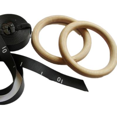 China Commercial Use Wooden Gym Ring With 3.8cm White Number Straps for sale