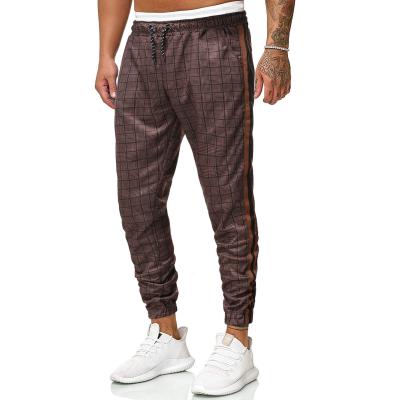 China Wholesale Anti-wrinkle Mens Jogger Vintage Plaid Color Block Striped Track Pants Casual Sports Loose Straight Mens Pants for sale