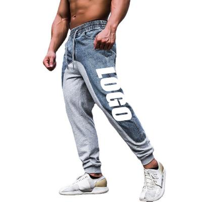 China Custom Anti-Wrinkle Pants Jean Half Sports Fabric Mens Printed Half Pants Logo Sport Trouser Patchwork Color Block Pants for sale