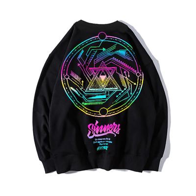 China Factory Direct Sale Anti-Wrinkle Sweatshirts Black White Reflective Sweatshirt Custom Men Letters Pullover Fashion Mens Graphic Sweatshirts for sale