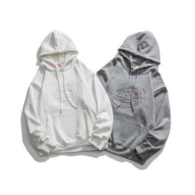 China Anti-wrinkle 3D Embossed Plus Size Hoodie Women Unisex Men Printing LOGO Embossing Custom 100% Cotton Hoodies for sale