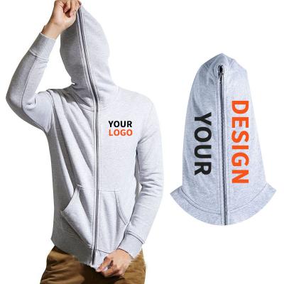 China 100% Custom Logo Hoodie Oversized Mens Zipper Print Full Face Anti-wrinkle Zipper Hoodies Cotton Wholesale White Hoodies for sale