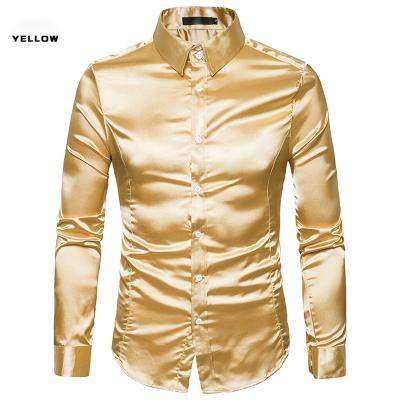 China Wholesale High Quality Anti-pilling Spring Mens Party Club Shirts Drop Shipping Shiny Luxury Vintage Mens Shirts for sale