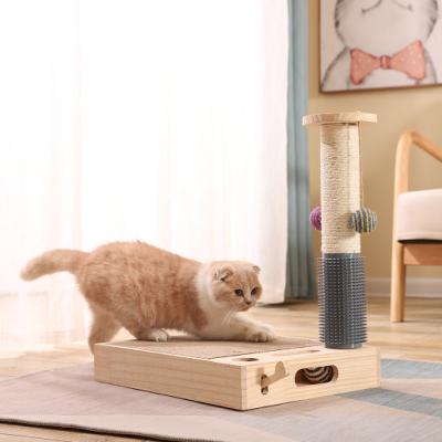 China Viable Pet Supplies New Interactive Cat Toys Wooden Treasure Hunt Exercise Intelligence Inside Ball Pet Cat Toy for sale