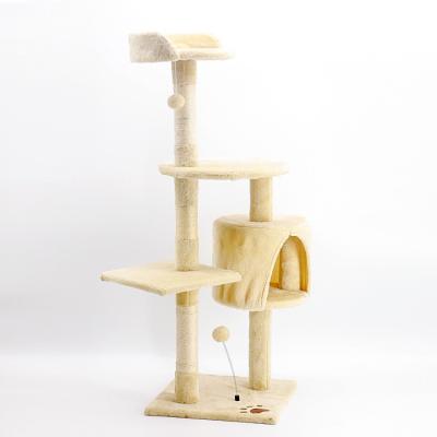 China Modern Wholesale Cat Tree Pet Scratcher Wood Housing Furniture Scratch Living Sisal Castle Large Large Modern Climbing Tower for sale