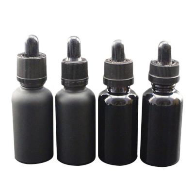 China Personal Care 3ml 5ml 10ml 15ml 20ml 30ml 50ml 60ml 100ml 200ml Personal Care Matte Black Frosted Glass Bottle With Dropper for sale