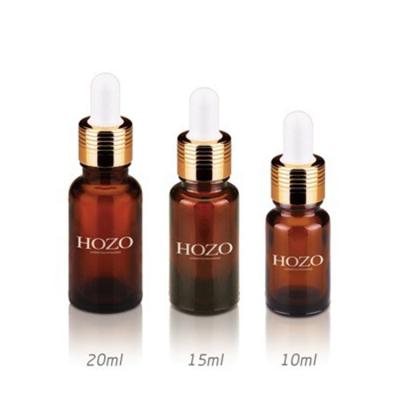 China Hot Sale Cosmetic 10ml Luxury 15ml Small Amber Glass Essential Oil Cosmetic Bottle With Dropper for sale