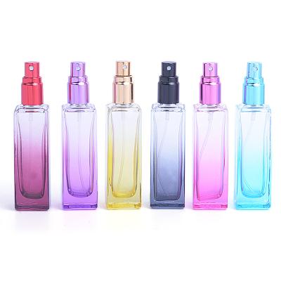 China Free Sample Personal Care Customized Refillable Square Small Empty Black Blue Cosmetic Glass Spray Bottle 20ml for sale