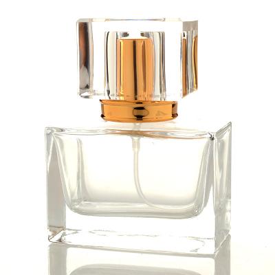 China Square 30ml Women's Luxury China Retangular Glass Perfume Bottle Refillable Empty Clear Custom Wholesale Glass Cosmetic for sale