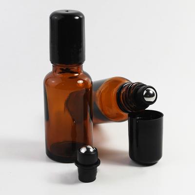 China Wholesale Cosmetic Packaging Mini Empty Plastic Cap 15ml Amber Glass Roll On Personal Care Bottle for sale