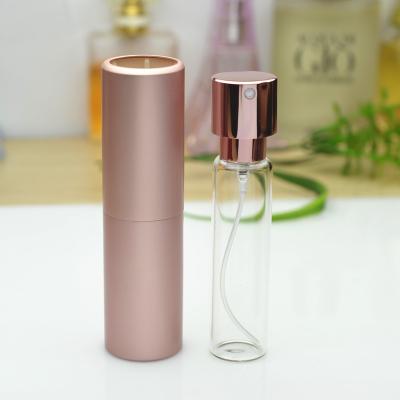 China 20ml Cosmetic Frosted Aluminum Rose Gold Red Pink Colorful Spray Tube Cosmetic Travel Perfume Atomizer for sale