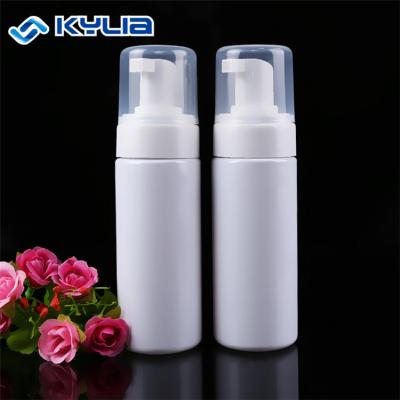 China Pet 150ml Face BEAUTY PACKAGING Wash Detergent Cosmetic Liquid Facial Foam Soap Dispenser Foam Soap Pump Bottle White Cleansing Bottle for sale