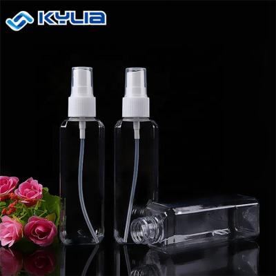 China Square Cap 60ml Small White Clear Empty Pocket Cosmetic PET Bottle With White Mist Spray for sale