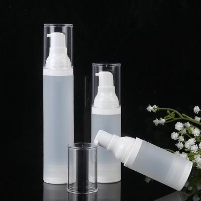 China 15ml 30ml 50ml Personal Care Cosmetic Refillable Plastic Emulsion Vacuum White Airless Pump Bottle For Lotion for sale