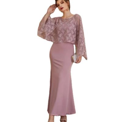 China 2022 latest design 2022 European and American temperament women's washable lace cap long elegant dress slim dress for sale