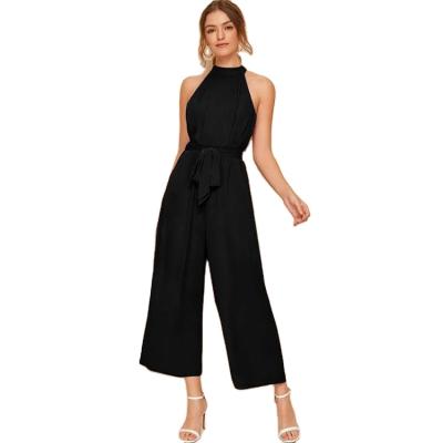 China New Fashion Lady Playsuit Casual Black Overalls Overalls QUICK DRY Custom Romper Women's Overalls With Belt for sale