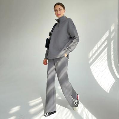 China Wholesale Cotton Anti-Wrinkle Workout Tracksuits For Women Sweatsuit Set High Quality Running Sports Custom Logo Sweat Suits for sale