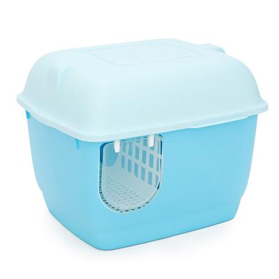 China Promotional Good Quality Stocked Sifting Trash Gallery Closed Cat Litter Box for sale