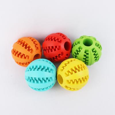 China Natural Rubber Non-Toxic Treat Ball Stocked Dispensing Chew Ball Dog Toys for sale