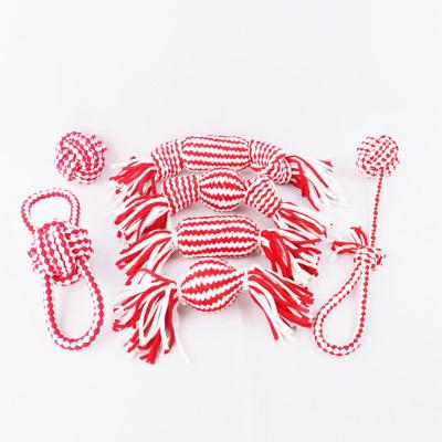 China Durable High Quality Viable Cotton Rope Toy Squeaky Chewing Dog Rope Ball Toy for sale