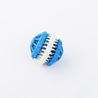 China Custom Logo Dog Ball Interactive Pet Toy Train Chewing Natural Rubber Food Viable Leakage for sale