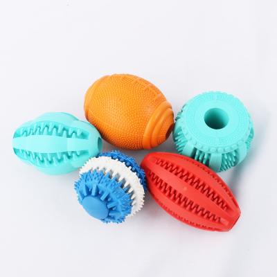 China Custom Logo Dog Rubber Ball Interactive Pet Toy Train Wholesale Eco Chew Viable Natural Silicone Leakage for sale