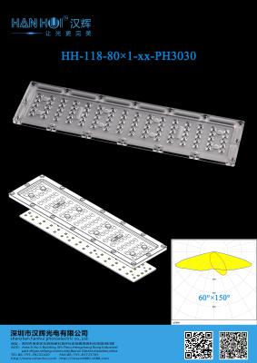 China High transmittances LED Light Lens For Flood Lighting 295×80mm 3030 LEDs Angle 60150 zu verkaufen