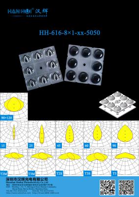 China 5050 Lens High Performance 8 In 1 LED Lens For Street Lighting / Flood Lighting zu verkaufen