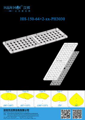 China Alta potencia 92% Transmittancia 64×2 Lentes LED ecológicas para iluminación de inundación e iluminación callejera en venta