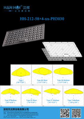 China 58×4 LEDs de alta potencia 232 piezas Lente de luz LED respetuosa con el medio ambiente para iluminación callejera en venta