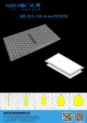 China 544pcs 136×4 LED-lens PC-materiaal 10°/30°/45°/60°/90° beschikbaar Hoog vermogen milieuvriendelijk Voor stadionverlichting Te koop