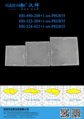 중국 2835LED 고전력 파크 라이트 렌즈 T2M/T3M/T4M/T5S 사용 가능 246×246×6.5mm PC 재료 판매용