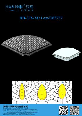 China 292.33×161.1×12.7mm 15°/30°/45°/60° Disponible 78pcs 3737LEDs Lentes LED respetuosas con el medio ambiente para iluminación de estadios en venta