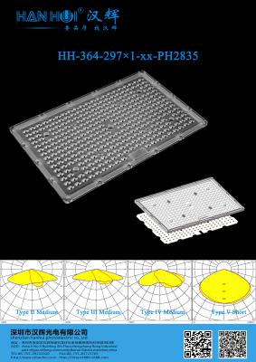 China 297 IN 1 2835 LEDs Waterproof LED Lens PC Material T2M/T3M/T4S/T5 Available For Street Lighting for sale